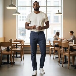 NEW Men's Straight‎ Navy Chino Pants Size 30x34 Stretch Performance Golf Casual